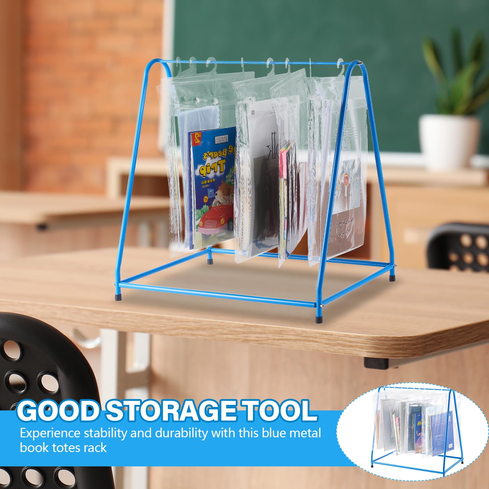 Bücherregal aus Metall, 30,5 x 45,7 x 45,7 cm, hängendes Bücherregal mit rutschfester Gummi-Bodenmatte für Klassenzimmer, Organisation, Lehrerbedarf (Aufbewahrungstasche nicht im Lieferumfang
