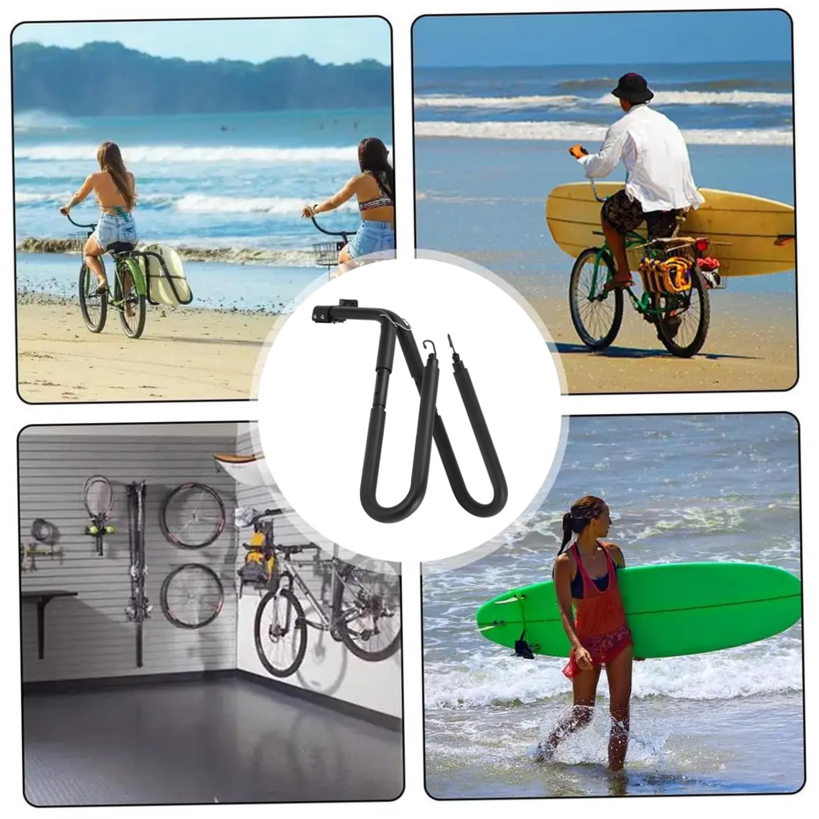Rack de vélos à Planche de Surf, Porte-Panneaux à vélo réglable, Rack de Surf en Aluminium, Support de Planche de Surf Facile à Retirer pour Les Panneaux de Surf Courts, Rack de Surf