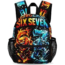 The Numbers Six And Seven with A Fire And Ice Casual Backpack 13", Durable Lightweight Commuter Daypack with Side Pockets for Adults for Work Travel Outdoor