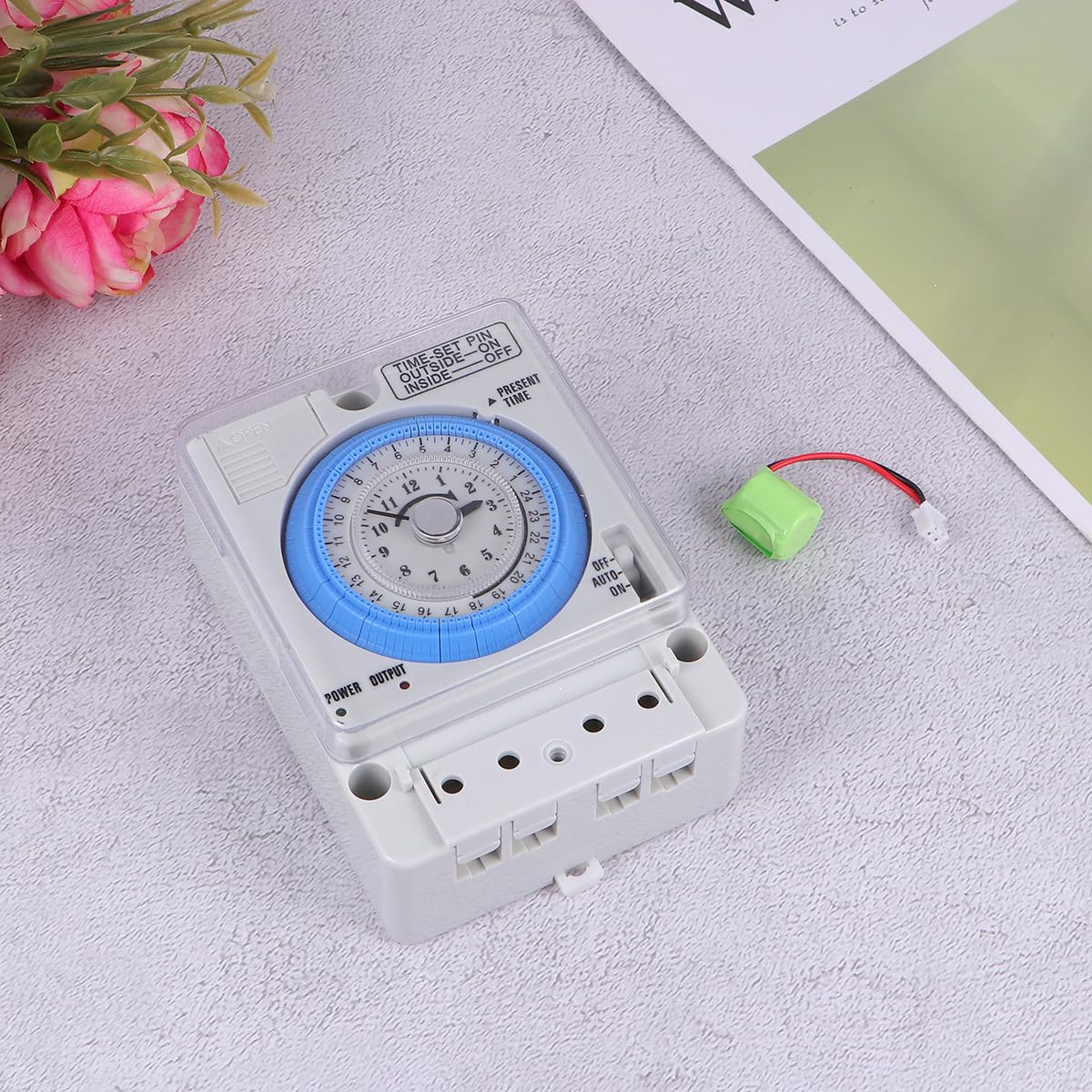 Temporizador Mecánico Compacto de Cocina 48vac/DC, Temporizador Multifuncional Manual Control Preciso, Duradero y Portátil para Uso Interior en Cocina y Horneado