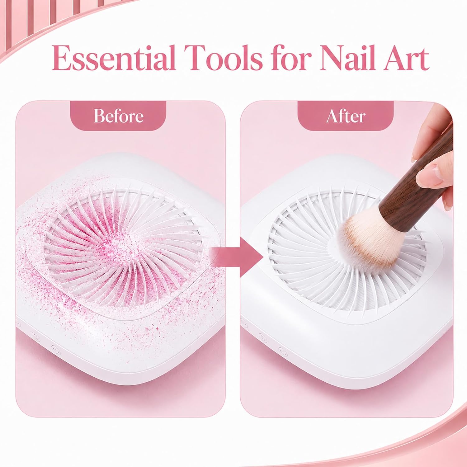 2Pcs Nail Dust Brush with Wooden Handle, Soft Nail Brush for Manicure image 5