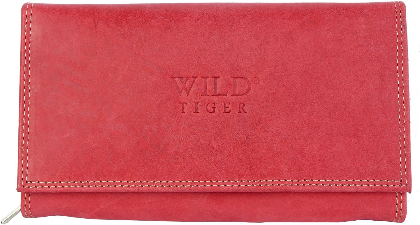Red Genuine Leather Wallet Wild Tiger