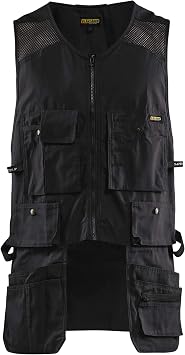 Blaklader Black Rip Stop Mesh Utility Vest for Carpentry Construction M