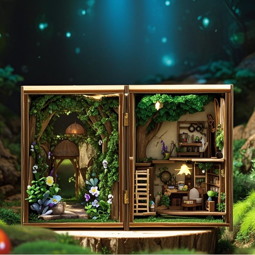 DIY Miniature Dollhouse Kits - Wooden Mini Model House with LED Lights, Tiny Furniture & Accessories – Craft Building Kits for Teens & Adults (Forest Wonderland) – Birthday Valentine's Gift