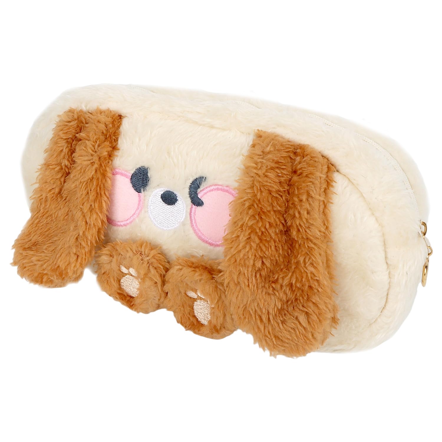 MOTIBACK Plush Cute Animal Pencil Case - Beige Rabbit, 20x11.5cm Soft Fluffy Pencil Pouch with Durable Zipper, Kawaii Stationery Case for School and College