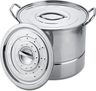 Alpine Cuisine Aramco AI14830-6 7 Quart Steamer Pot Set, Large, Aluminum, 6.5-Quart
