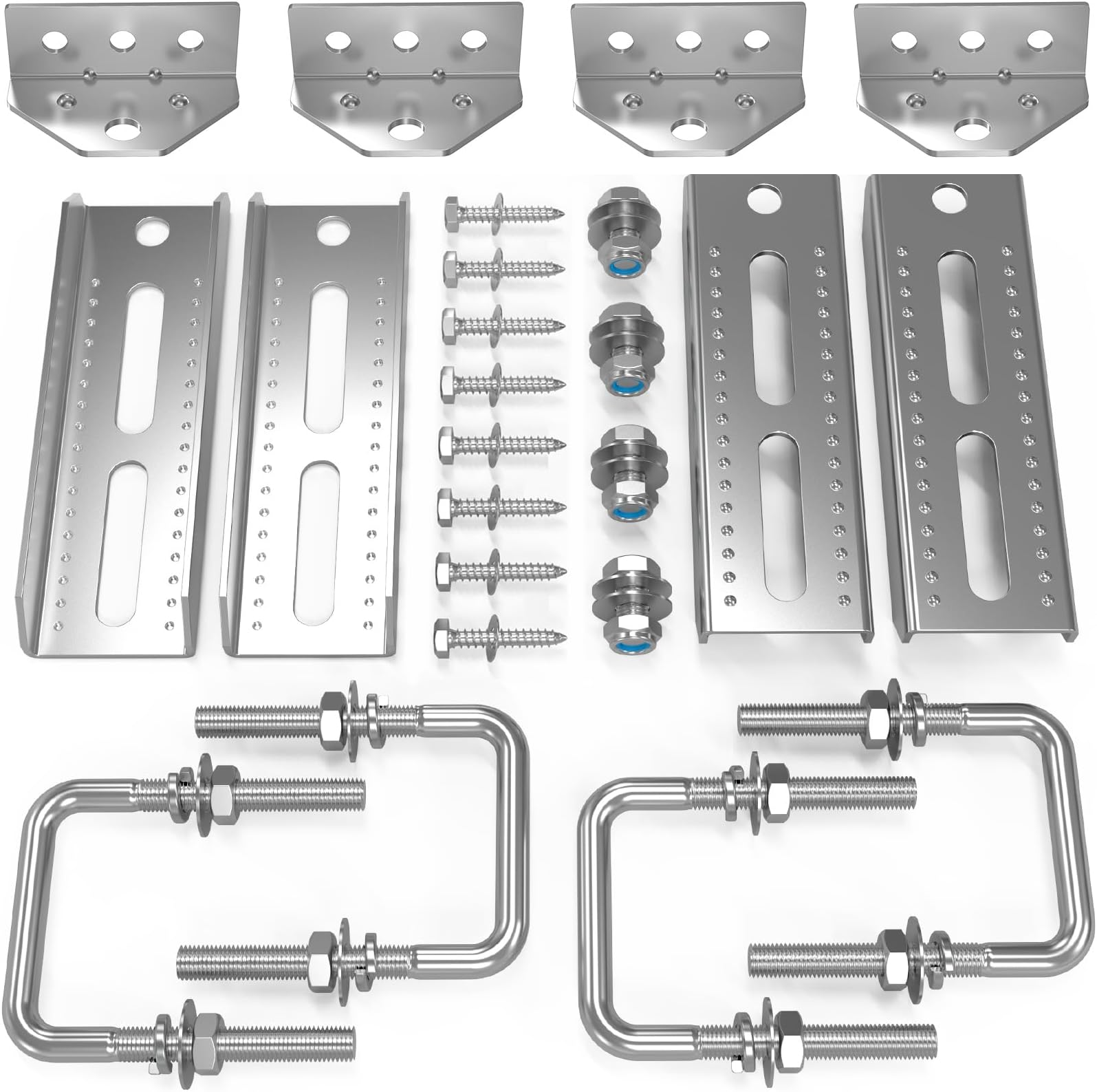 8" Galvanized Swivel Top Bunk Bracket Kit with Hardware for 3"x3"，2"x3",1.5"x3" Boat Trailer Crossmember, Boat Trailer Bunk Brackets & Square U-Bolts
