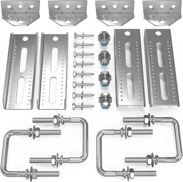 4 PCS 8" Galvanized Swivel Top Bunk Bracket Kit with Hardware for 3"x3",2"x3",1.5"x3" Boat Trailer Crossmember, Boat Trailer Bunk Brackets & Square U-Bolts