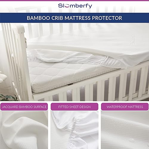 Miniatura 4 de Protector de Colchón para Mini Cuna de Slumberfy, Protector de Colchón Impermeable e Hipoalergénico para Bebés y Niños Pequeños, Hecho de Material