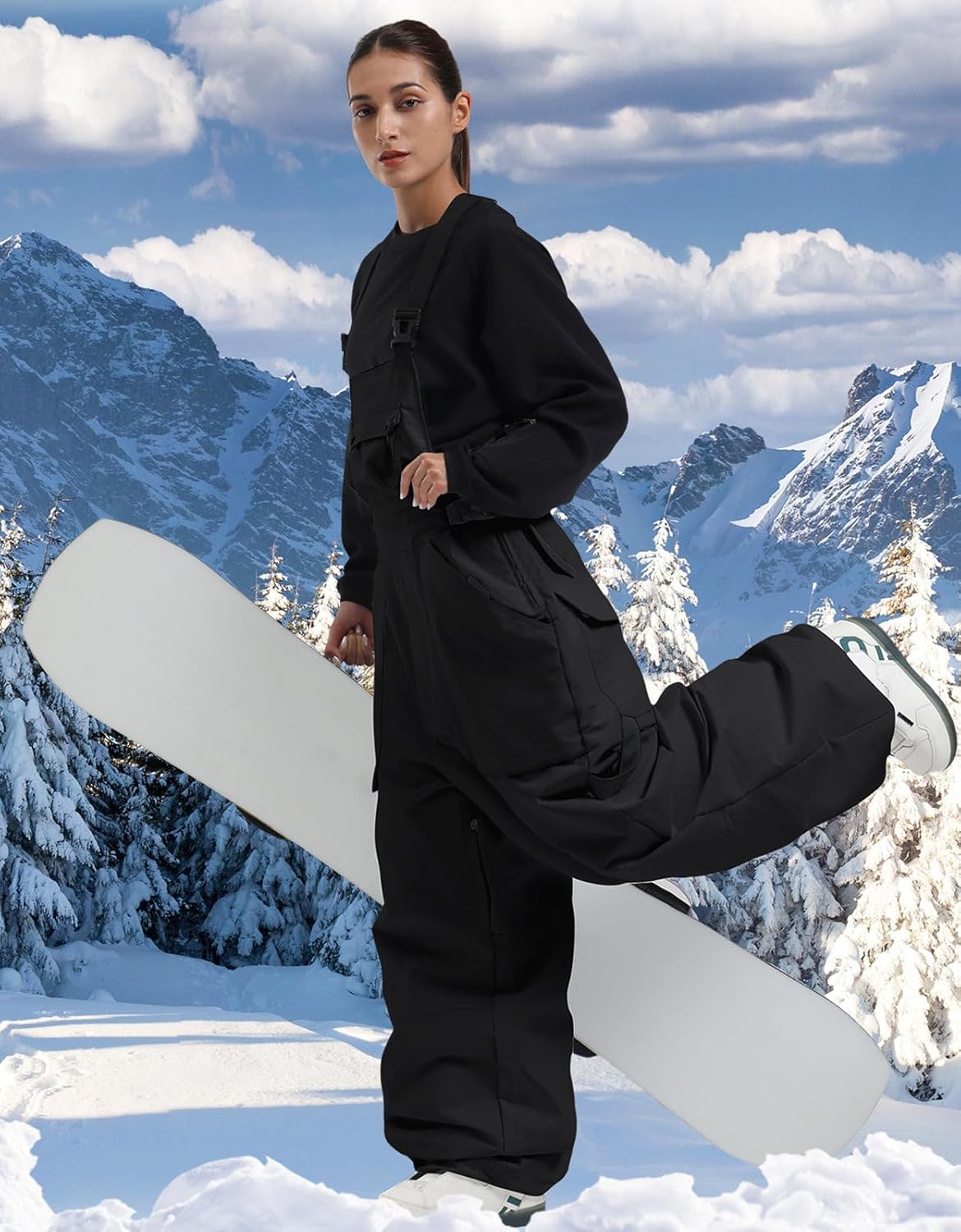 IMPHUT Womens Ski Bibs Snow Pants Super Baggy Snowboard Loose Bibs Waterproof Windproof Insulated Warm Winter - Image 4