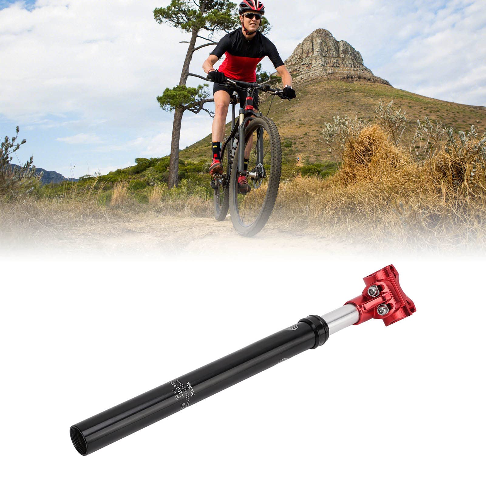 Tige de selle suspendue avec amortisseur à pression d'huile, 27,2 mm, pour VTT, rouge (KSP630-27,2 mm x 350 mm Noir/Rouge)