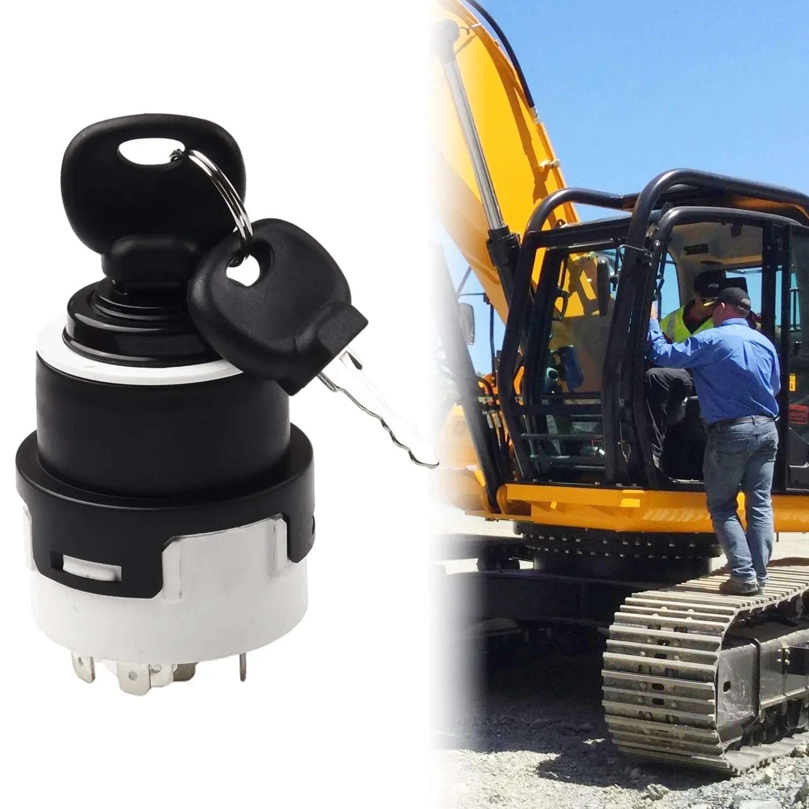 Pasuje do przełącznika zapłonu JCB z dwoma kluczami 701/80184 85804674 10 pinów klucz rozrusznika koparki wymiana części samochodowych Wyłącznik zapłonu samochodu
