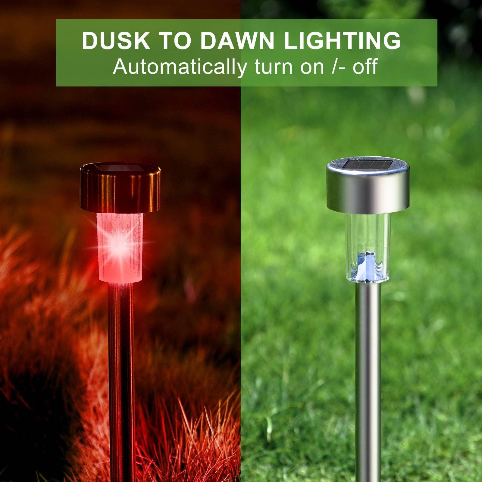 Dream Master Luci solari per esterni, in acciaio inox, illuminazione paesaggistica a LED, ad energia solare, luci da giardino per vialetti, vialetti, patio, cortile, prato, confezione da 12