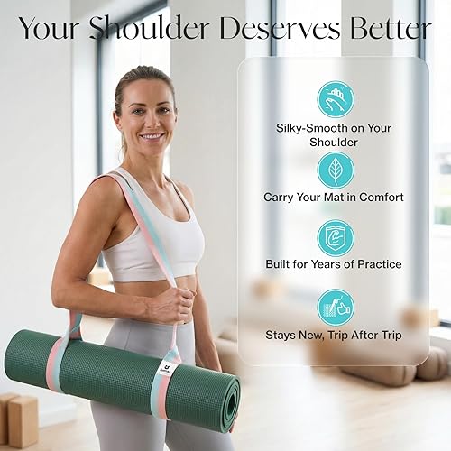 Miniatura 4 de Tumaz Correa para esterilla de yoga [alfombrilla no incluida] (2 tamaños) con textura delicada extra gruesa y cómoda, soporte ajustable para 02.