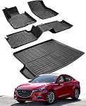 Floor Mats for Mazda 3 Sedan (Not for Hatchback): 2014 2015 2016 2017 2018 | Custom Fit, All Weather Protection TPE Floor Liners,1st & 2nd Row Sedan Trunk Mat Full Set Black Interior Accessories