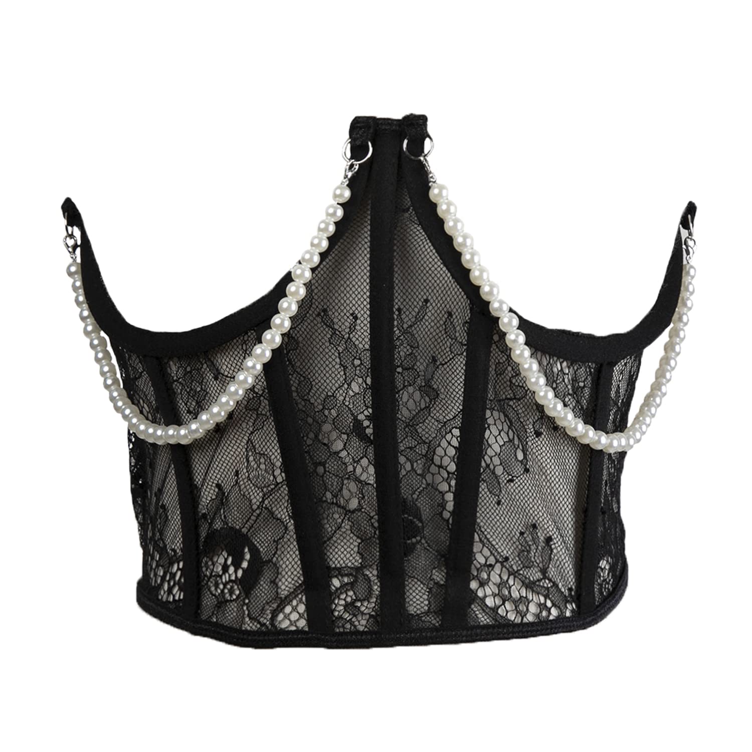 Women Push Up Floral Lace Underbust Corset with Pearls