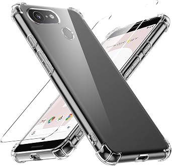 Case for Google Pixel 3 Phone case, with 1 Piece Screen Protector, TPU Bumper Shockproof Silicone Fullbody Protective Case Cover for Google Pixel 3, Transparent