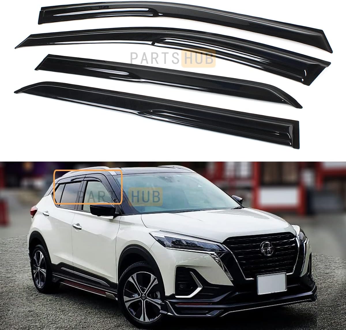 S.H. Fits for 2017 2022 Nissan Kicks JDM 3D Wavy Mugen Style Window Visor Rain Guard Deflector Black