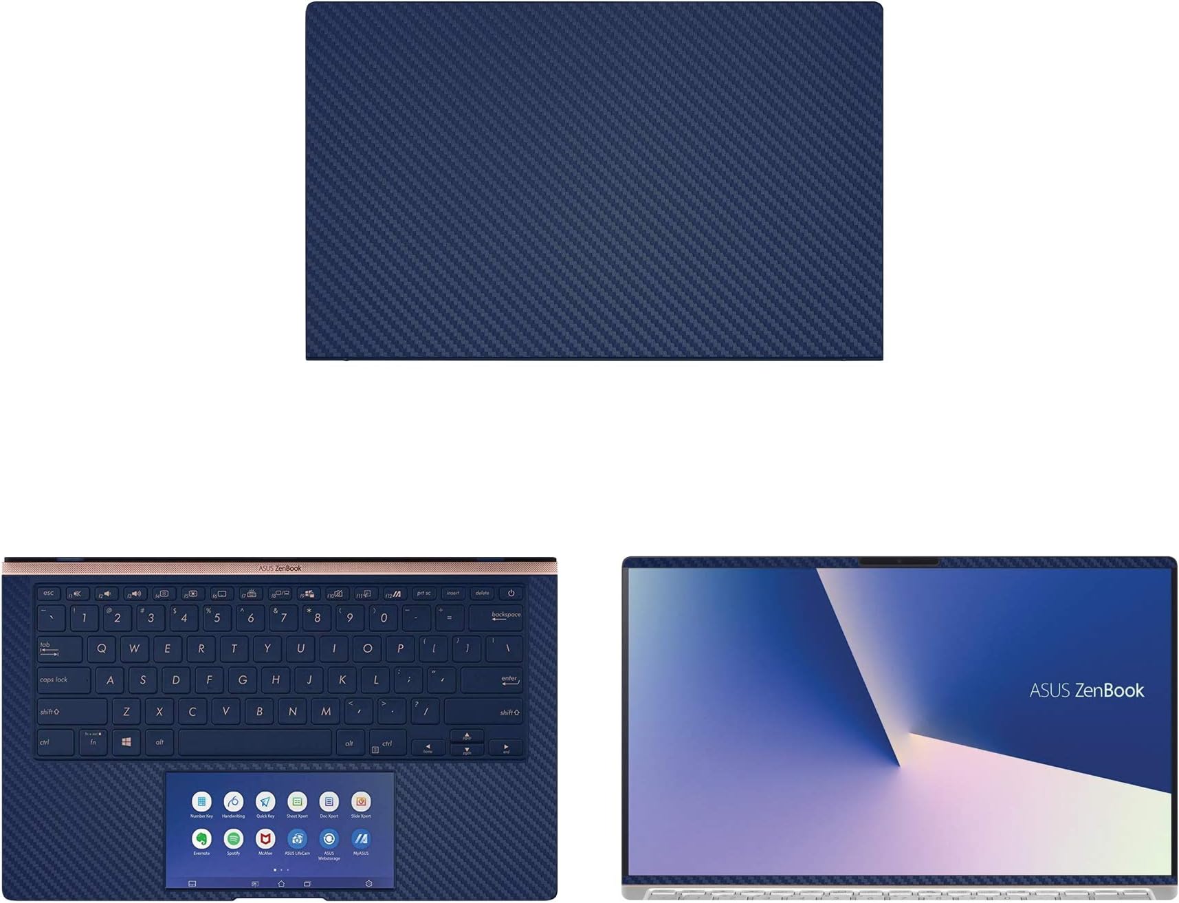 Decalrus - Protective Decal for Asus ZenBook 14 UX434FLC (14" Screen) Laptop Blue Carbon Fiber Skin case Cover wrap CFasusZenbk14_UX434Blue