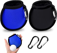 2 Pack Golf Ball Cleaner Pouch, Golf Ball and Club Clip on Waterproof Washer Pocket Accesorries for Men Ladies and Trolley Cart Bag(Black+Blue)