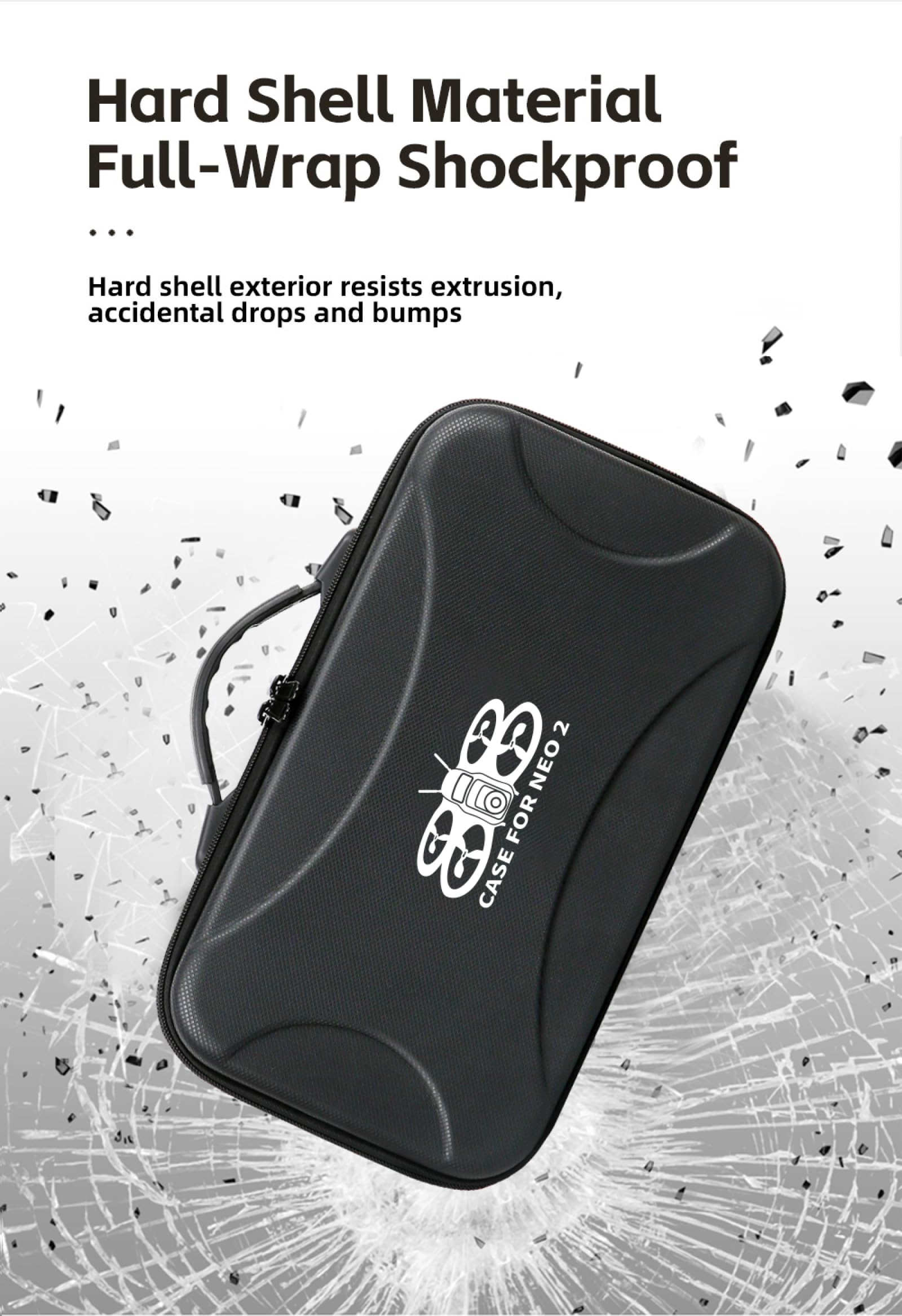 Genérico Bolsa de Transporte Accesorios para dji Neo 2, Bolsa de Viaje portátil con Carcasa rígida y Funda Protectora a Prueba de Golpes el dron para dji Neo 2 y el Control Remoto RC-2. (con patrón)