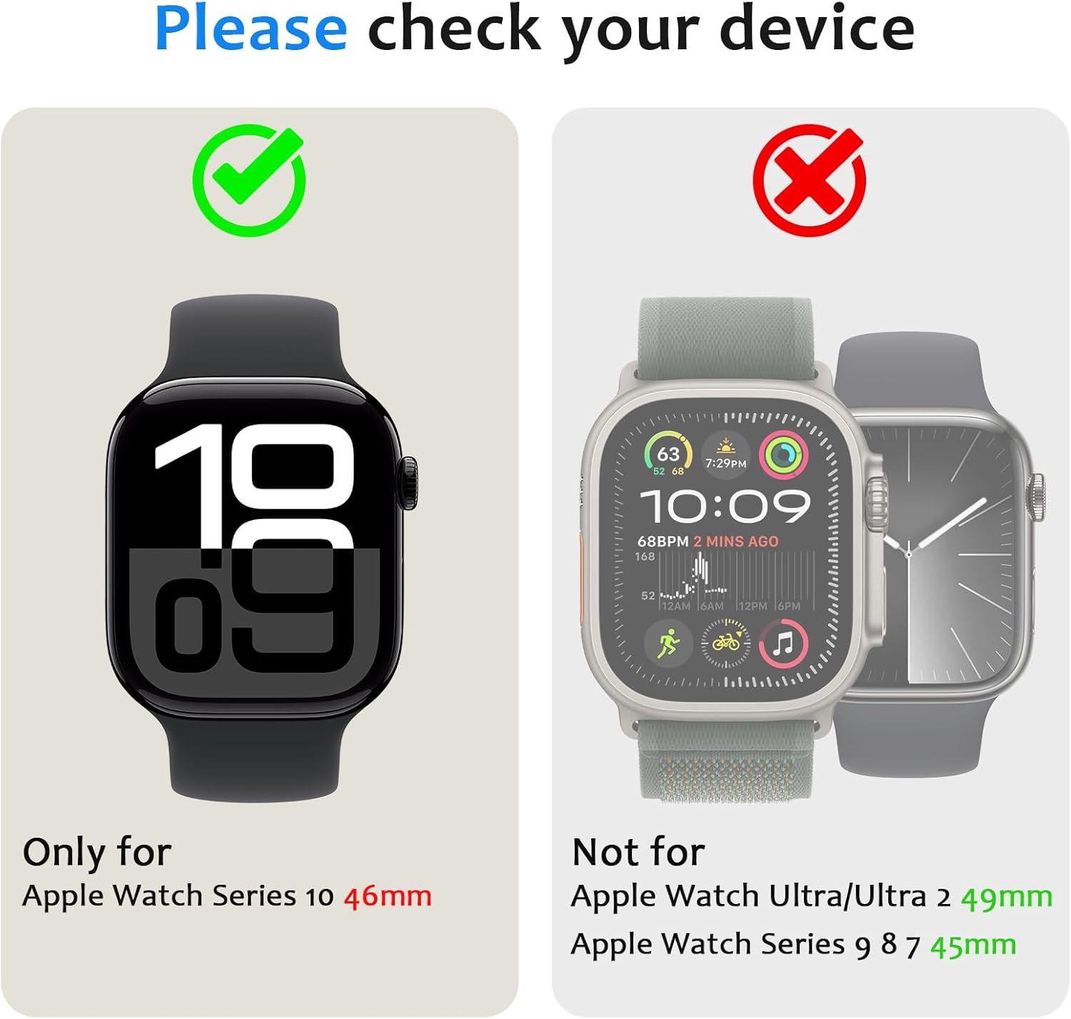 Metal Case Compatible with Apple Watch Case Series 11/10 46mm, 2 in 1 Rugged Protective Silicone Bumper Cover Compatible with iWatch 46mm (Black)