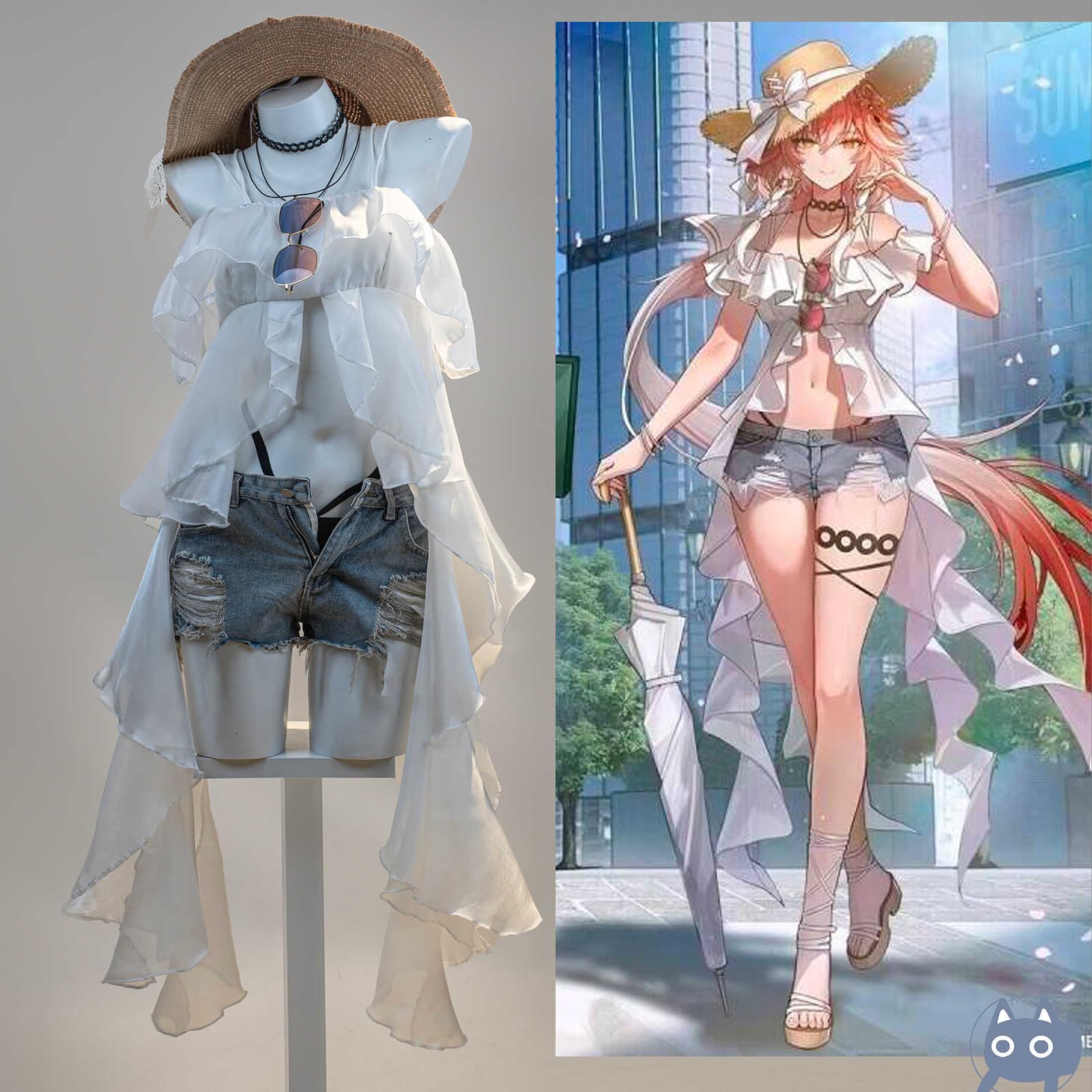Amazon.co.jp: 鳴潮 長離 コスプレ 衣装 水着 ウィッグ 帽子 髪飾り