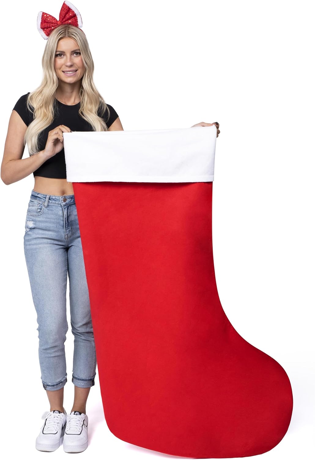 joyin 54" jumbo christmas giant stockings for decor, holiday tree decor, xmas gift, family christmas stockings party decorations 54 inch 1.0