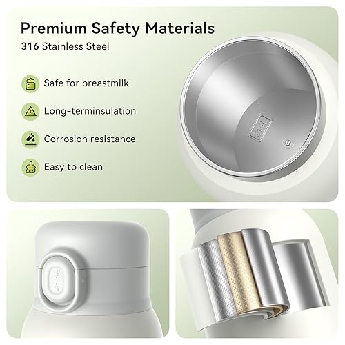Miniatura 5 de Calentador de biberones portátil para viajes, calentamiento rápido y control preciso de temperatura para leche materna y agua, calentador de