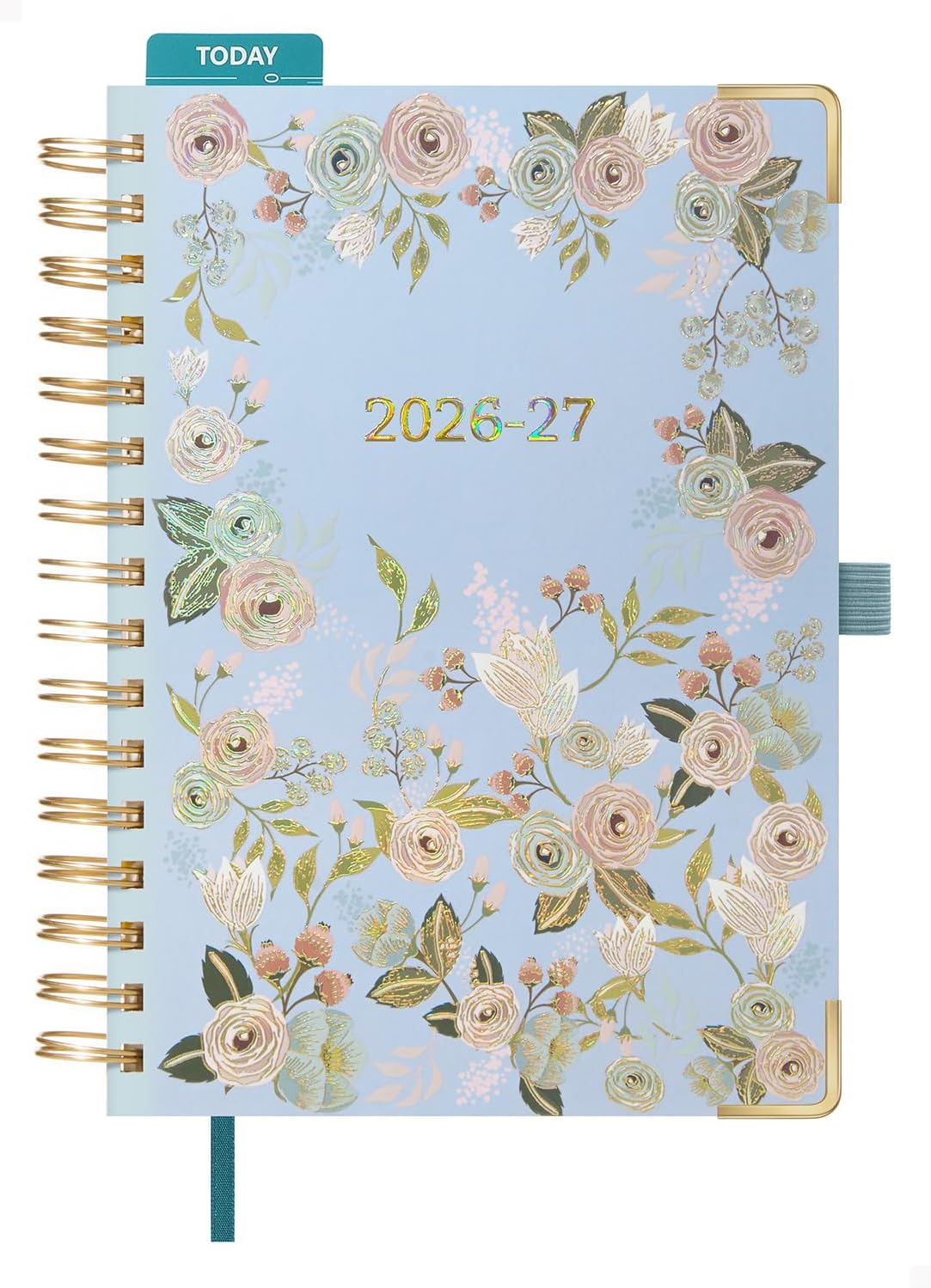 BEZEND Weekly Planner 2026-2027 (6" x 8.5") with Hourly Timeslot (Jul 26-Dec 27) 18 Months Academic Calendar - Deluxe Design - Thick 100GSM Paper, Laminated Monthly Tabs, Corner Protectors, Light Blue