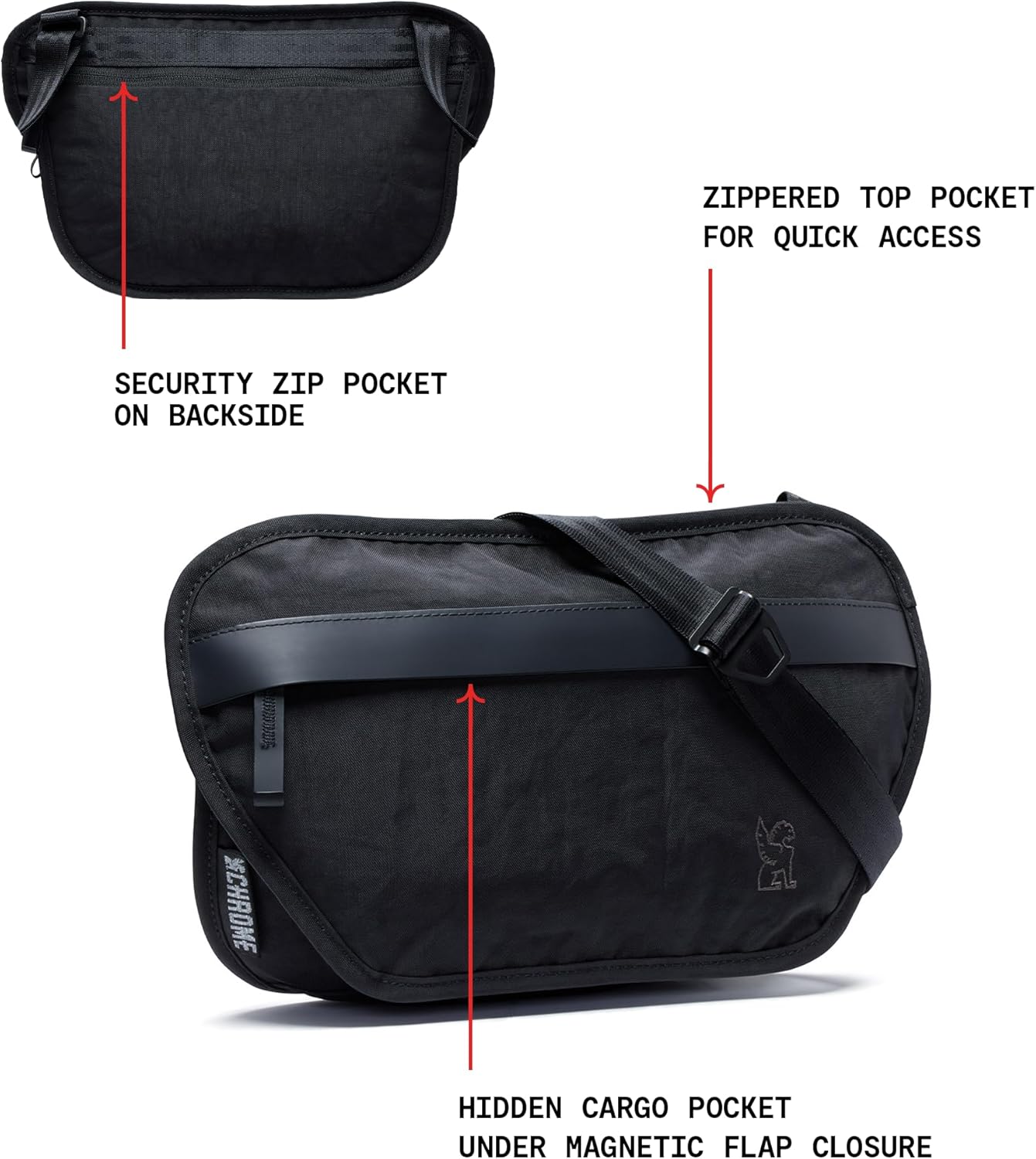 Chrome Industries Sodo Crossbody Sling Bag for Men and Women, Zippered Phone, Security & Hidden Pockets, Recycled Materials - Image 4