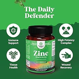 Zinc 50mg Immune Support Supplement - Zinc Complex Supplement for Immune System and to Enhance Hair Skin and Nails Vitamins - Easy to Swallow Potent Daily Tablets for Adults