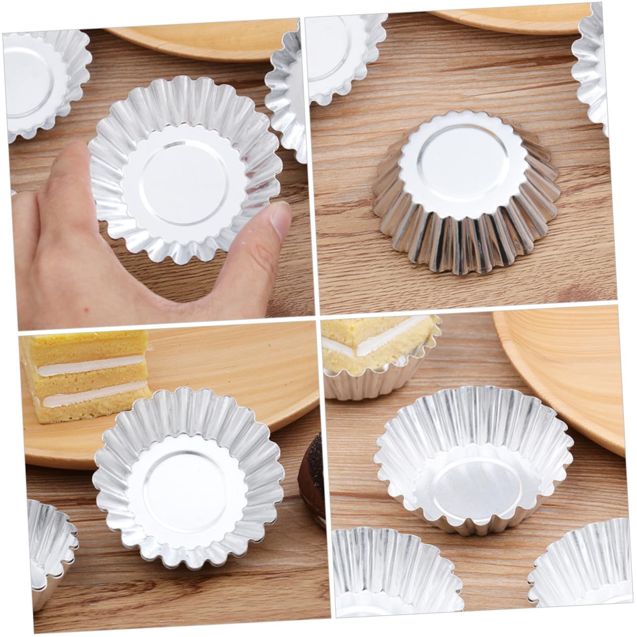 SHINEOFI 100 pièces Moule à Tartelettes Alliage Aluminium Résistant Chaleur Réutilisable Bords Cannelés pour Cupcakes Muffins et Pâtisseries Décoratives