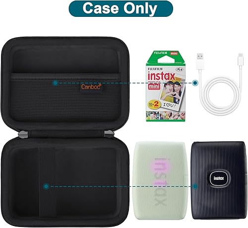 Vista 17 de Canboc Funda rígida para impresora Fujifilm Instax Mini Link 3/Fujifilm Instax Mini Link 2/Instax Mini Link para smartphone, bolsillo de malla