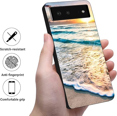 Miniatura 3 de Compatible con Google Pixel 6, estética, Sunrise Beach Blue Waves suave TPU a la moda, delgada, a prueba de golpes, fundas protectoras para mujeres