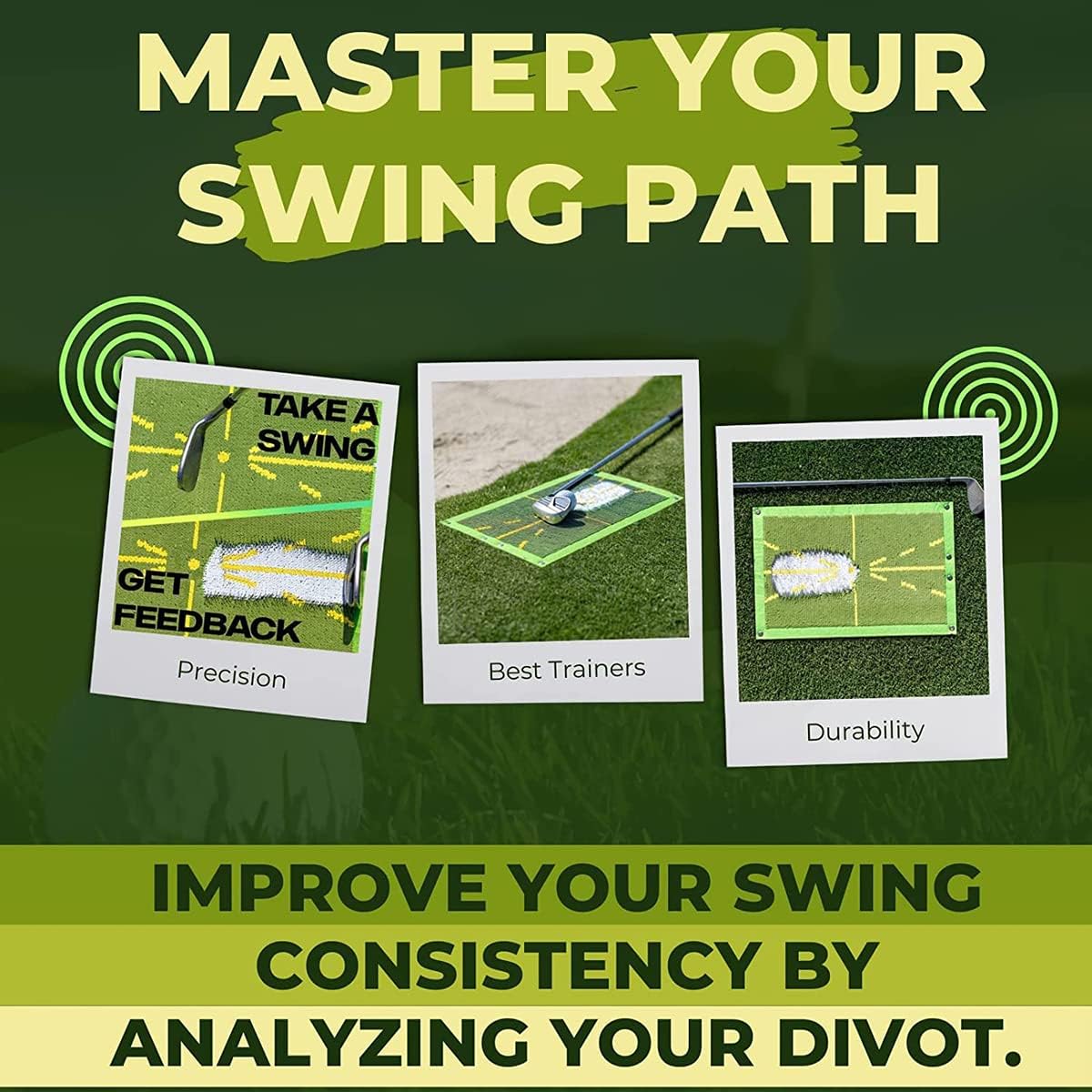 Faltbare Golf-Schlagmatte,Golfübungsmatte mit SofortFeedback, Schwungweganalyse, 24 x 49cm Tragbare Übungsmatte für Driving, Chipping und Putting-Training, tragbare Golf-Übungsmatte