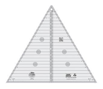 Creative Grids 60 Degree Triangle 12-1/2in Quilt Ruler CGRT12560 Made in USA, 12-1/2in x 14-3/4in, Non-Slip Grip Acrylic Quilting, Sewing, Crafting, Patchwork Ruler & Template