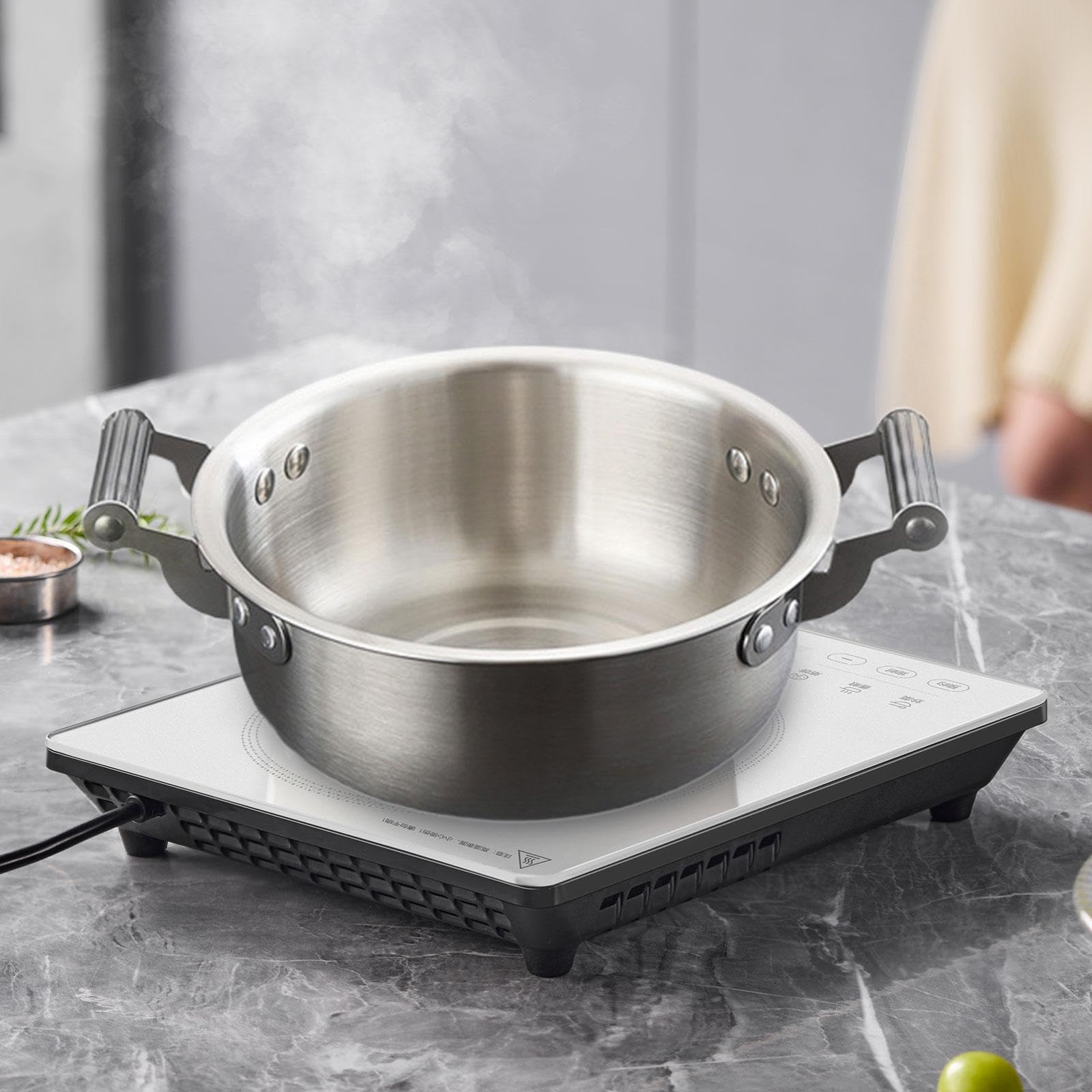 Qianly Multifunktionaler Edelstahl Kochtopf für Instant Nudeln, 22 cm