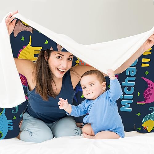 Miniatura 39 de Artsadd Personalized Baby Blanket for Boys Girls with Name, Custom Baby Name Blanket with Unicorn Pattern Customized Name Receiving Swaddle Throw