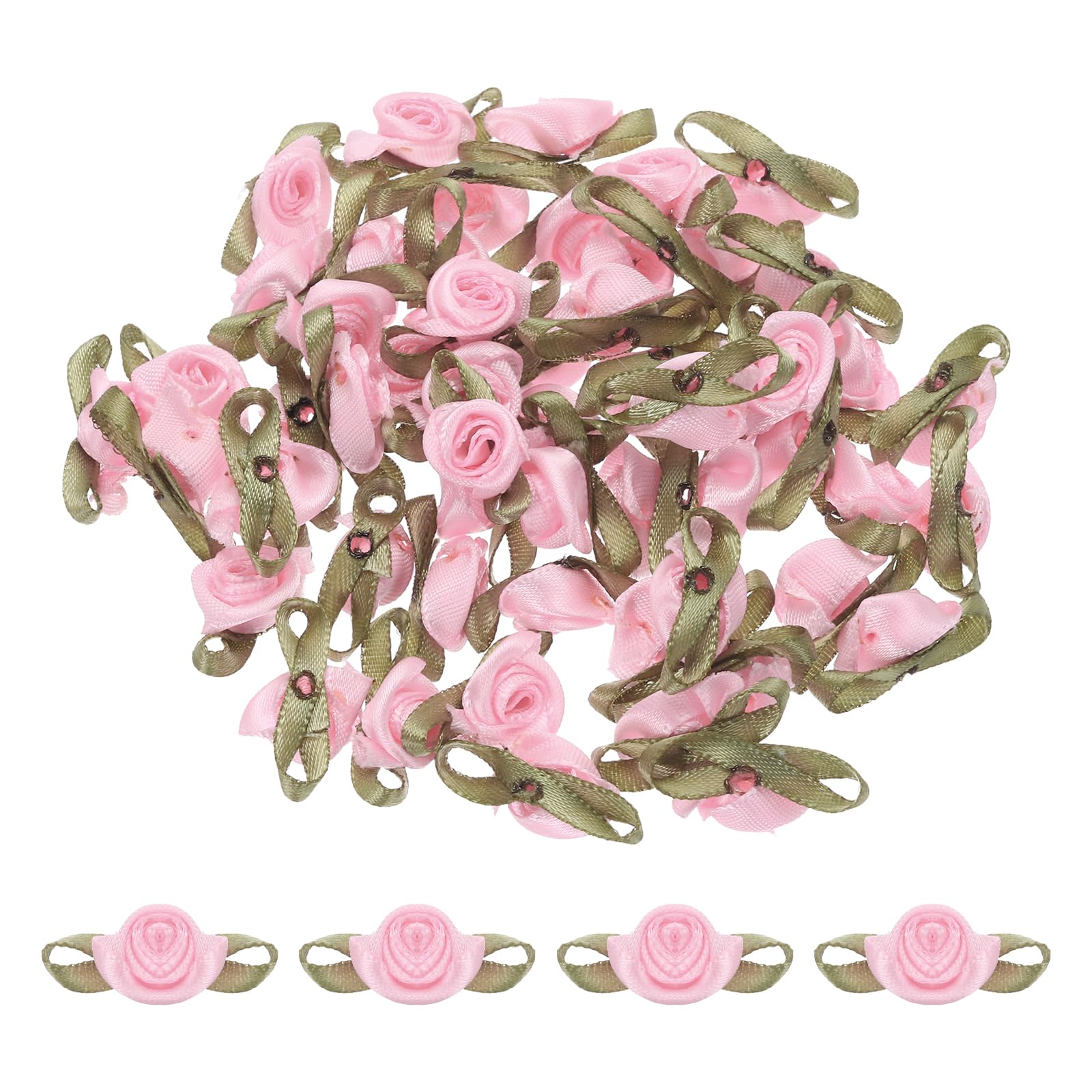 Amazon.com: MECCANIXITY 50pcs Pink Mini Satin Ribbon Roses 5/8