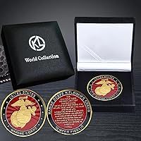 Vista 2 de US Marine Corps Challenge-Coins - Juego de vitrina y soporte con broche de banderas estadounidenses, los mejores regalos militares del Cuerpo