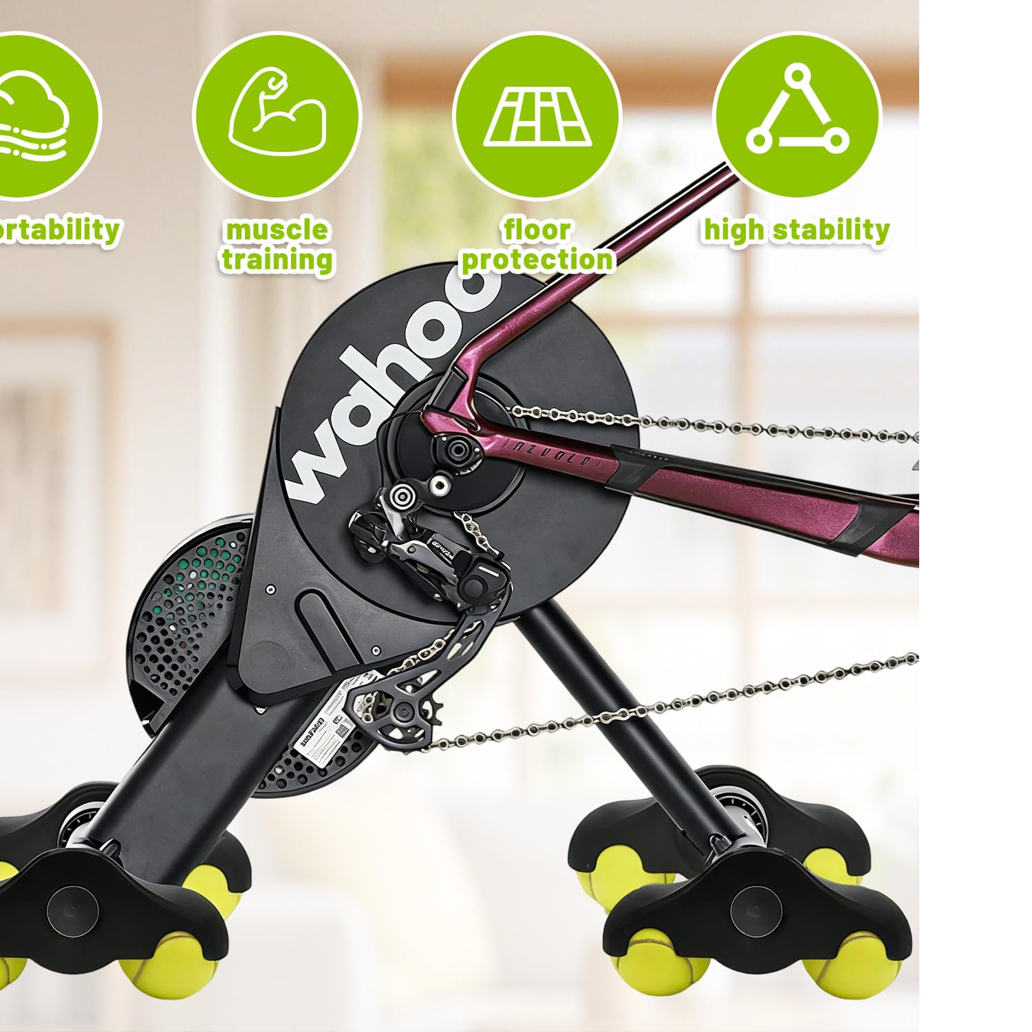 Rocker Plate Feet, 4 pezzi, per interni Cycling Snap Rocker Feet Adattatori per pedaliere, per allenamento a rulli Wahoo Kickr Core, con 8 palline da tennis