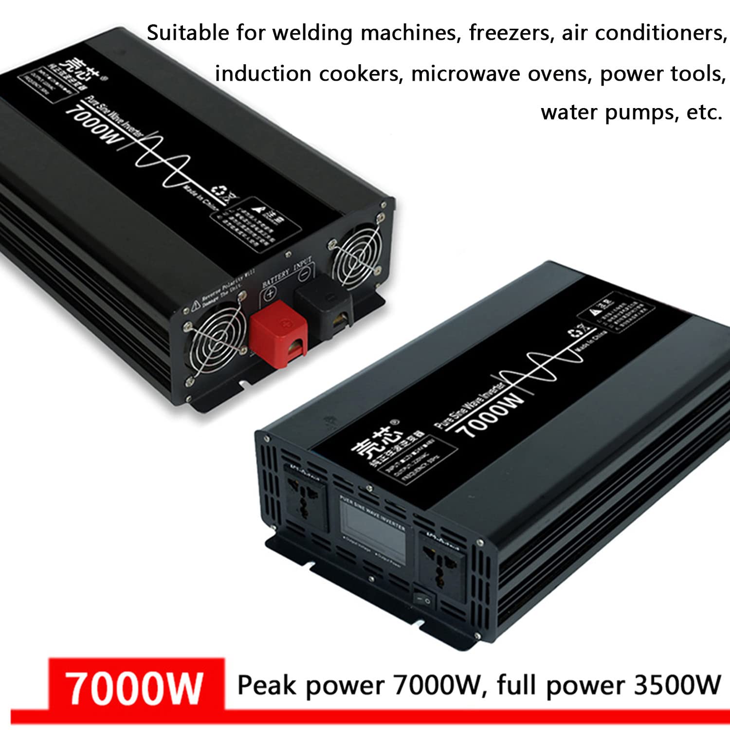 Przetwornica mocy czystej fali sinusoidalnej 7000W 12V 24V 48V DC na AC 110V 230V Przetwornica samochodowa z wyświetlaczem LCD Wyjścia AC,konwerter mocy do układu słonecznego,poza siecią,12V