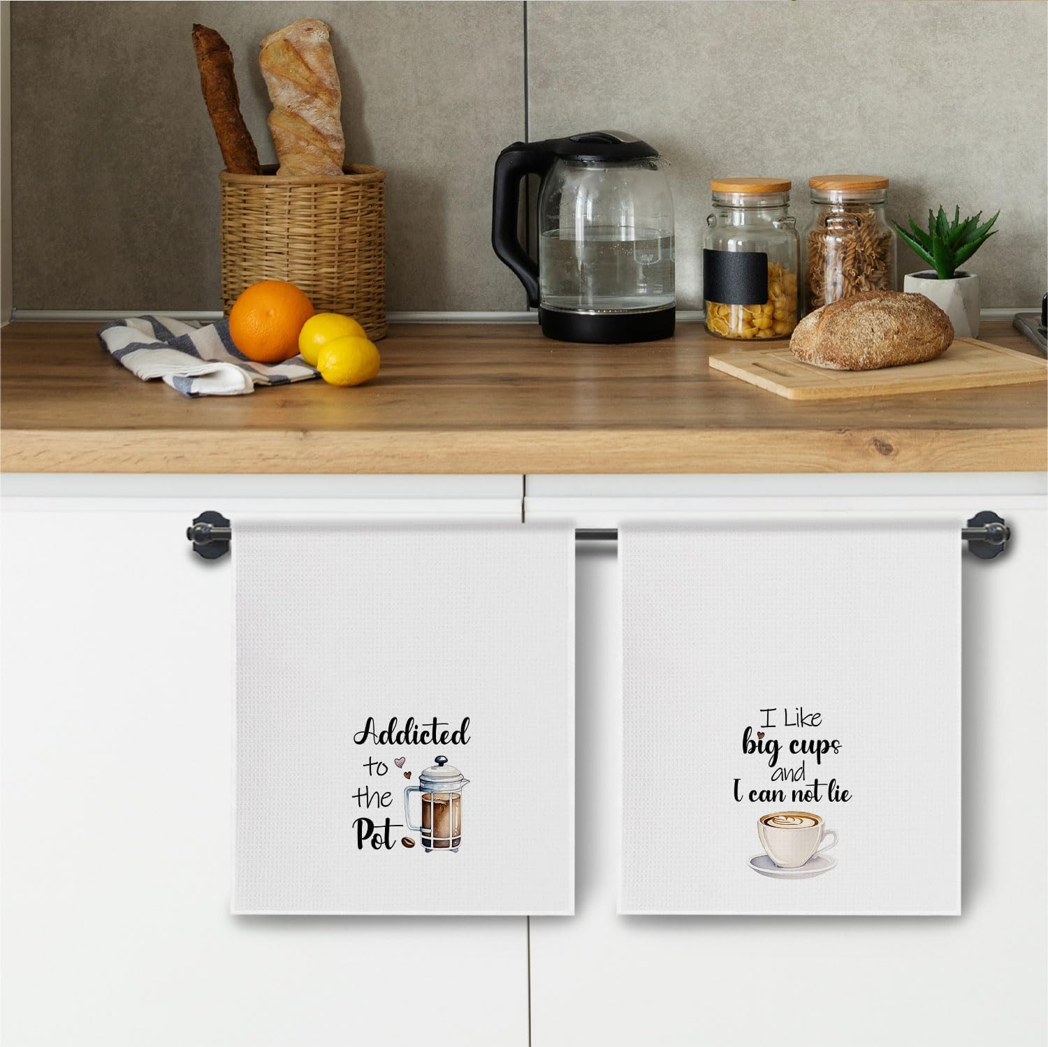 Coffee Kitchen Towels, Coffee Lover Gifts Dish Tea Towels Drying Cloth for Kitchen Cafe Shop Station Bar Decor, Gifts for Caffeine Enthusiasts Hand Towels, 16x24 Inch Set of 4
