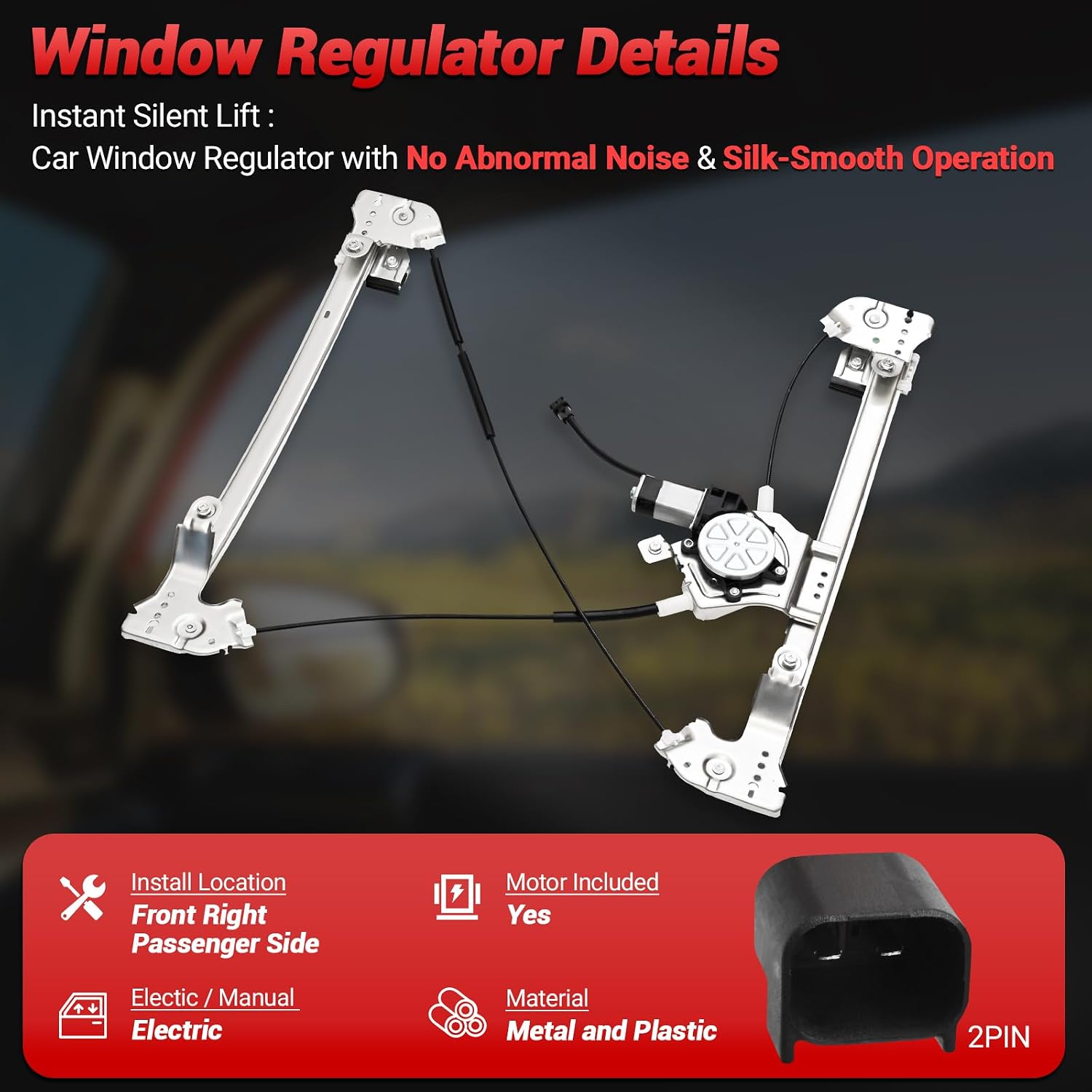 PZ Front Right Passenger Side Power Window Regulator with Motor Assembly Compatible with Ford F-150 2004-2008 (Extended Cab Only), 741-431