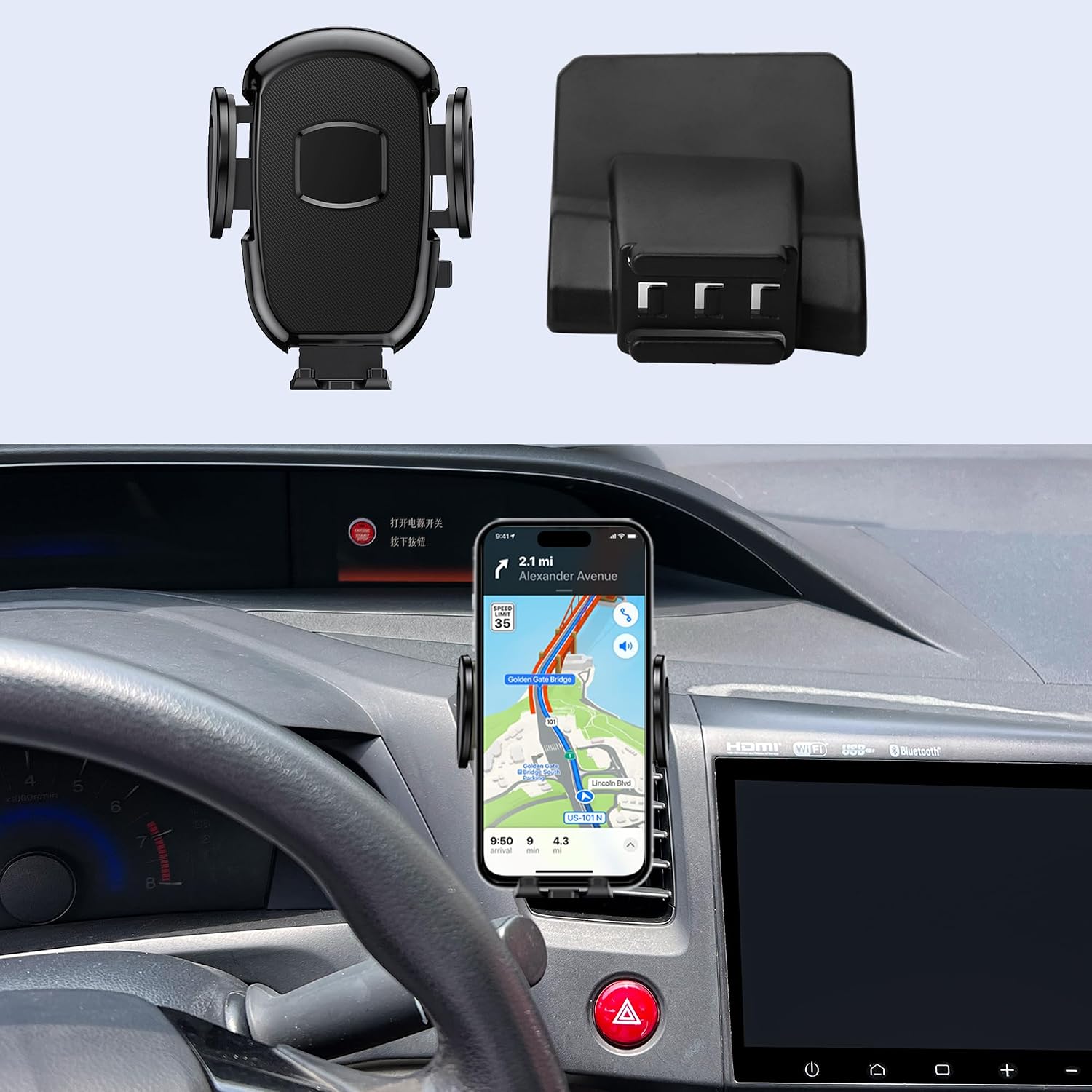 Car Phone Holder Fits for Honda Civic 2012-2015 Accessories with Buckle Compatible with Car Vent Mount and Close Fitting, Easy to Install Fit for iPhone Android and All Smartphones