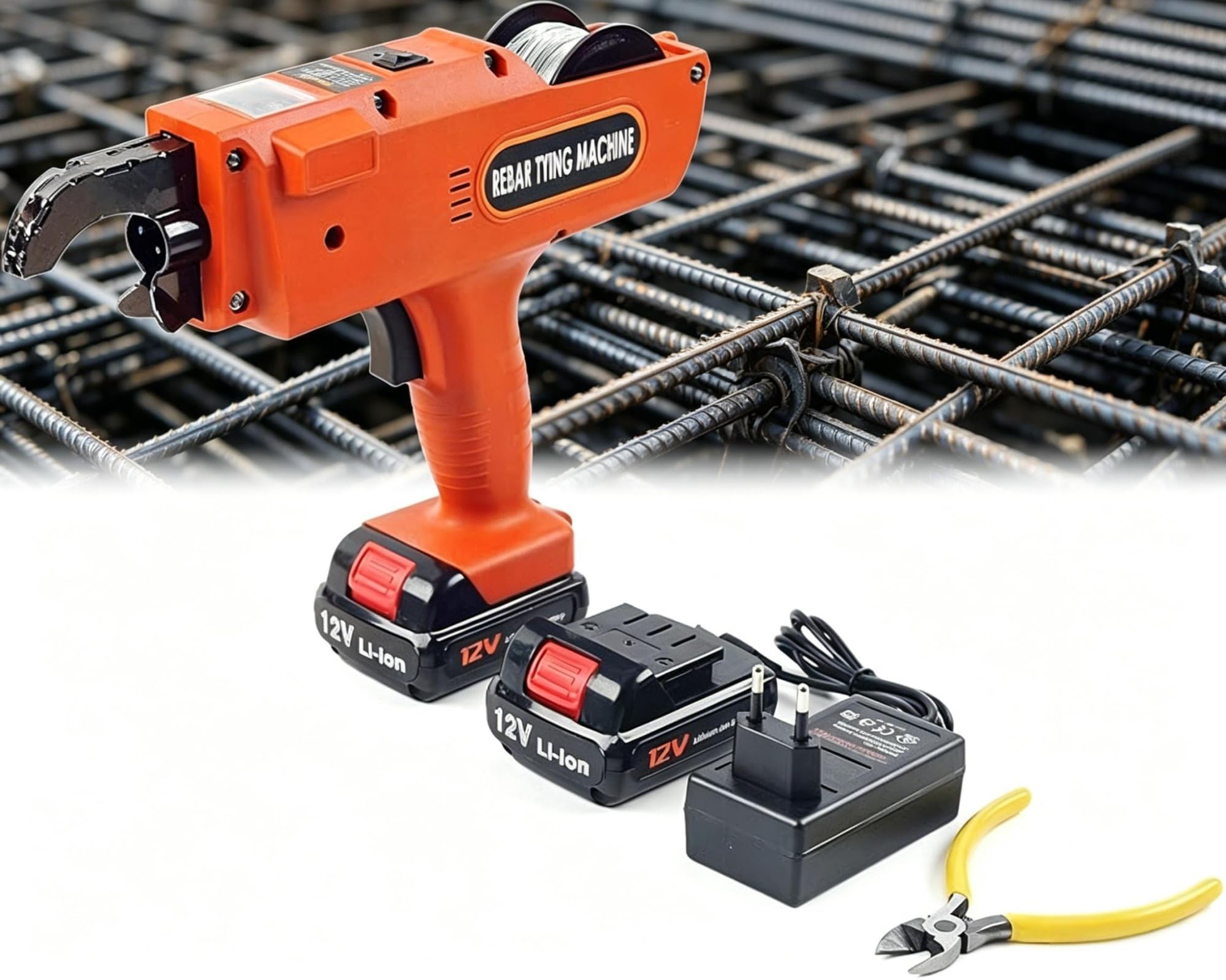Sysxlt One Color Electric Rebar Tier Gun, Automatic Rebar Tying Machine Kit With 2 Rechargeable Batteries, Portable Cordless Tool For Concrete Reinforcement