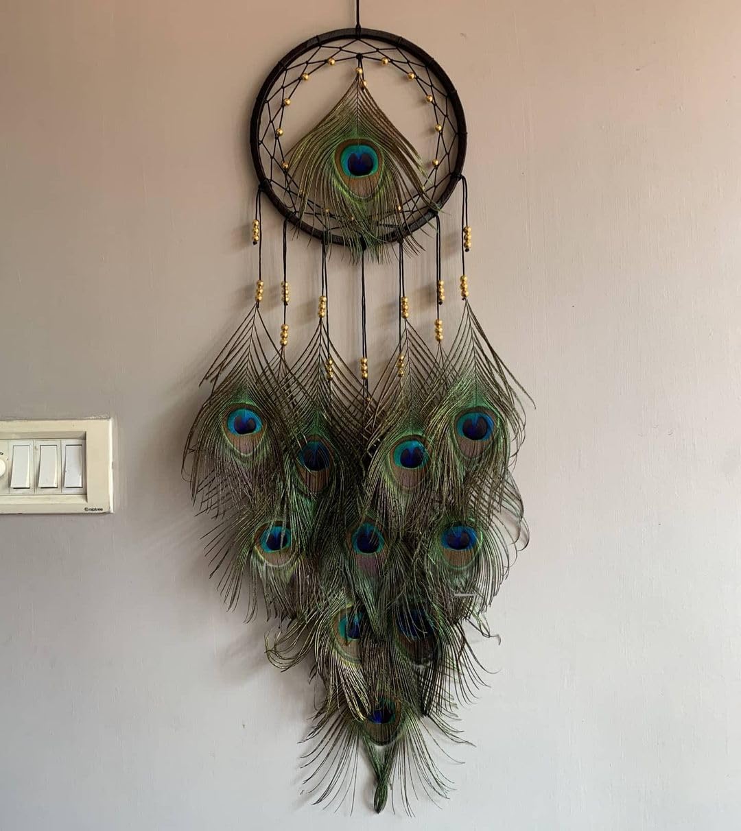Handmade 8-Inch & 24-Inch Peacock Feather Dreamcatcher for Home Decor, Wall  Hanging, Boho Style Dream Catcher for Positive Energy & Bedroom Decor :  Amazon.in: Home & Kitchen