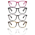 VIDEBLA 5-Pack Blue Light Blocking Reading Glasses Women Men,Computer Readers,Spring Hinge Anti Glare UV Ray Filter Eyeglasses(5 Mix Color, 0.00)