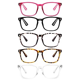VIDEBLA 5-Pack Blue Light Blocking Reading Glasses Women Men,Computer Readers,Spring Hinge Anti Glare UV Ray Filter Eyeglasses(5 Mix Color, 2.25)